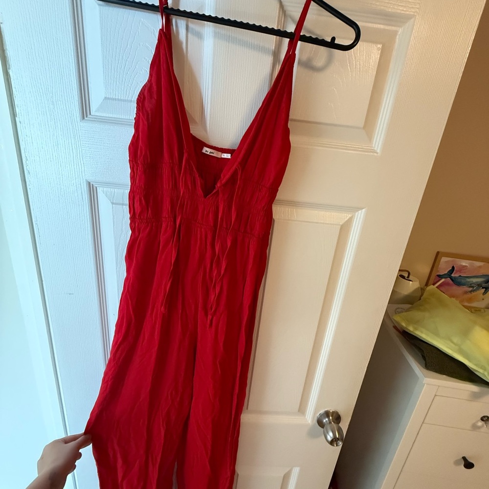 Red Sleeveless Jumpsuit